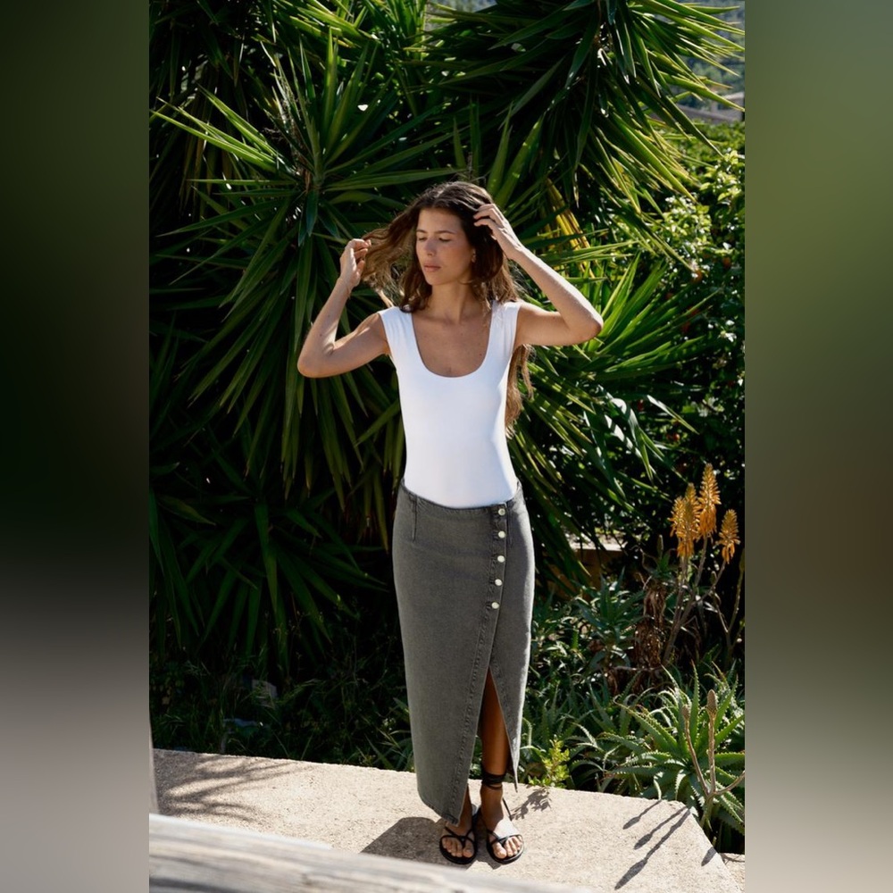ZARA CROSSOVER Z1975 DENIM MIDI SKIRT